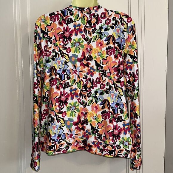 NWT Anne Cole bright multi colored floral nylon/spandex jacket UPF 50+ - Picture 7 of 9